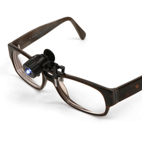 Linterna con clip adaptable para gafas