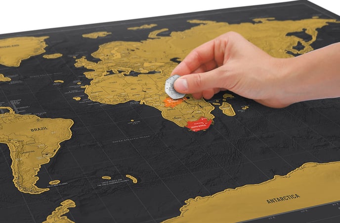 Mapa mundi para rascar los países 82x56 cm (dorado)